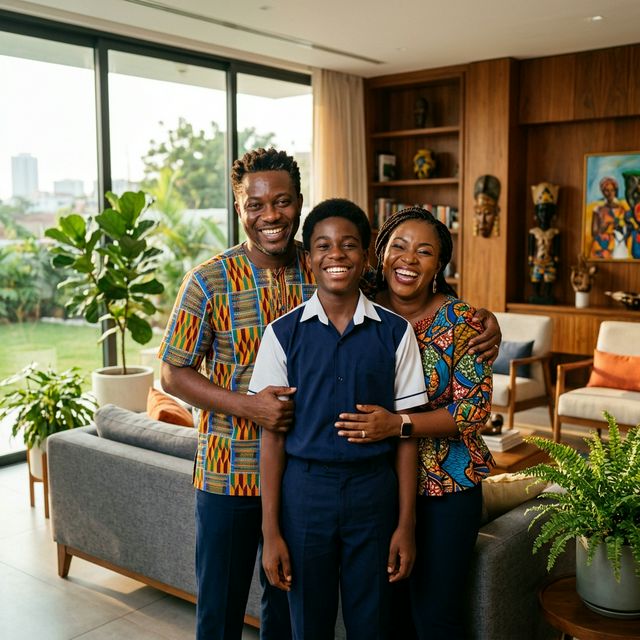 Happy family celebrating student success